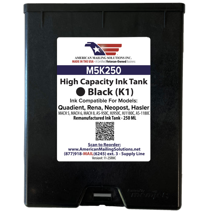 Quadient / Rena - M5K250 Remanufactured Memjet Black K1 Ink Cartridge