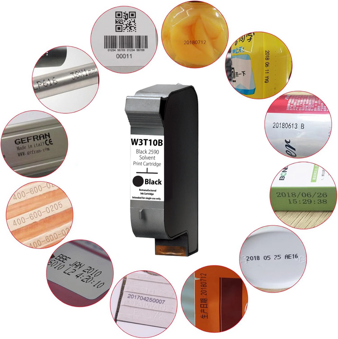 W3T10B (2590) Solvent Black Replacement Ink Cartridge, Fast Drying