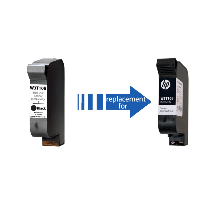 W3T10B (2590) Solvent Black Replacement Ink Cartridge, Fast Drying